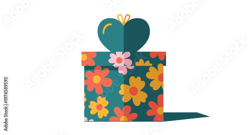 Colorful gift box with floral pattern 1.