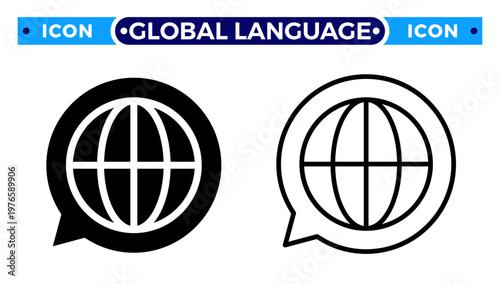 Global Language Translation and International Chat Support Vector Icon Set