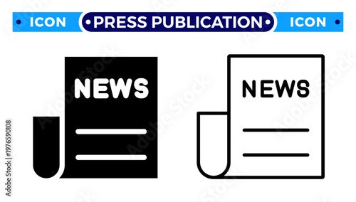 Traditional Newspaper Press and Classic Journalism Print Media Vector Icon Set