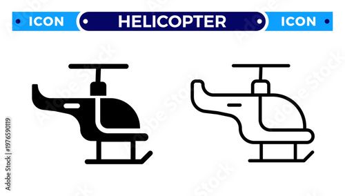 Helicopter Aerial Reporting and Emergency News Transportation Vector Icon Set