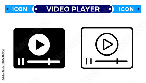 Video Player and Multimedia News Streaming Interface Vector Icon Set
