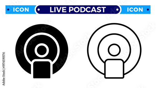 Live Podcast and Broadcaster Audio Streaming Vector Icon Set