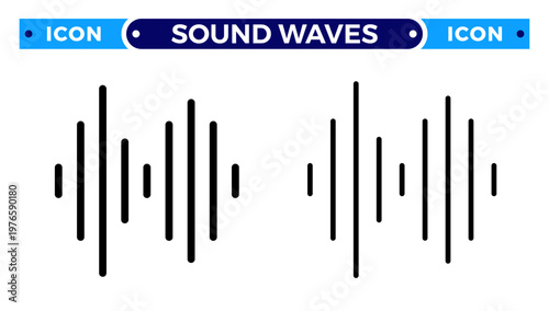 Sound Waves and Audio Frequency Voice Recording Vector Icon Set