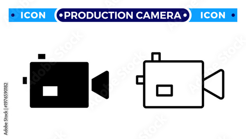 Video Production Camera and Movie Film Media Recording Vector Icon Set