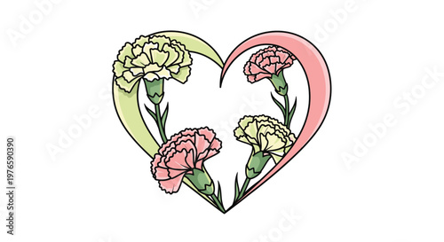 heart shaped flowers love symbol.