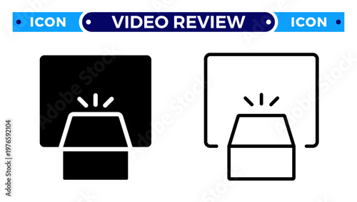 Video Player with Stars and Highly Rated Content Video Review Vector Icon Set