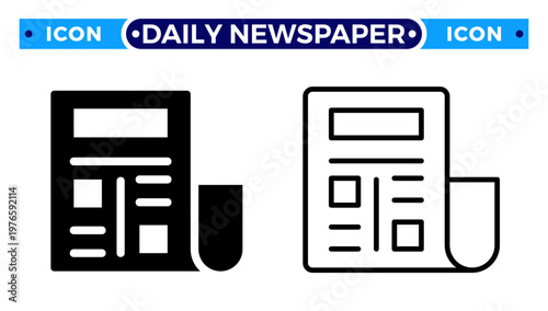 Daily Newspaper and Printed Press Traditional Journalism Vector Icon Set