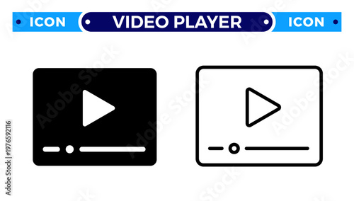 Video Player Interface and Multimedia Playback Online Streaming Vector Icon Set