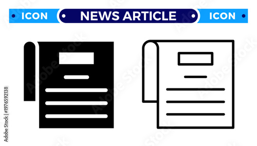 News Article Page and Digital Document Online Publishing Vector Icon Set