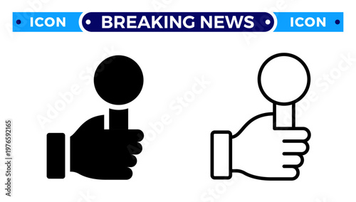 Breaking News and Flash News Urgent Broadcast Vector Icon Set