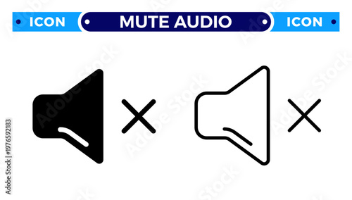 Mute Audio and Silent Mode Sound Off Control Vector Icon Set