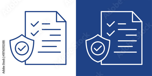 Policy Compliance Blue And White Icon Style Collection