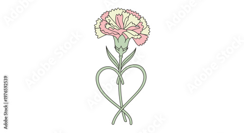 Pink flower with heart shaped stem.