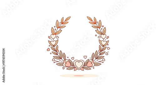 Romantic floral heart wedding decoration element.