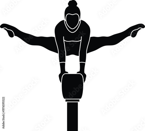 Photos Black Silhouette Illustration of Female Gymnast Performing Straddle Split Vault