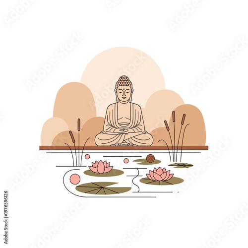 Buddha statue sitting in meditation posture.