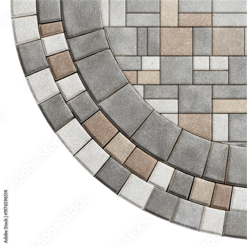 Artistic Paving Stone Design: An artful display of geometrically arranged paving stones, creating an eye-catching pattern with various color and shape variations.