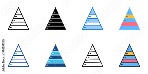 Maslow's hierarchy icons set multiple style collection. Editable stroke 
