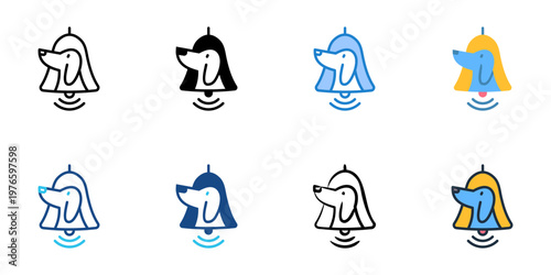 Pavlov's dog icons set multiple style collection. Editable stroke 
