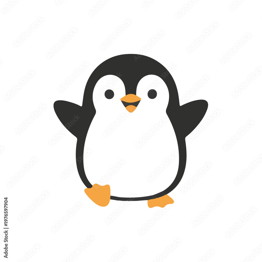 Obraz premium Cute penguin character illustration in flat vector style, adorable Antarctic animal icon isolated on white background