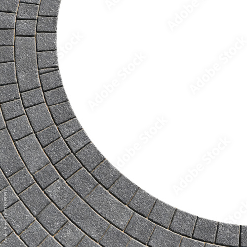 Urban Pavement Pattern: A section of curving cobblestone pavement. A perfect blend of texture, form, and architectural elements