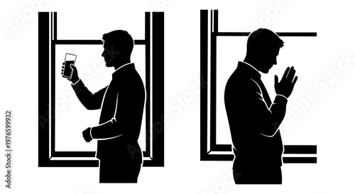Contrast between engagement with technology and traditional prayer practices Vector, illustration