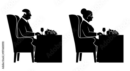 Two individuals enjoying a quiet dinner in elegant settings Vector, illustration