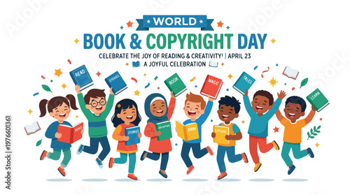 vector of children student celebrating "World Book and Copyright Day" 009