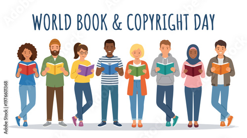 vector of people group celebrating "World Book and Copyright Day" 0010