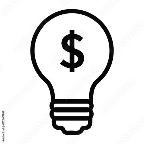 Light bulb with a dollar sign inside, symbolizing financial ideas, innovation, and profitable concepts for business growth and investment opportunities
