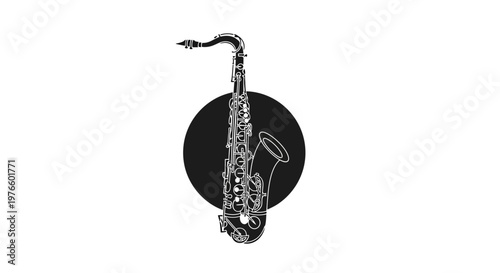 Stylized Illustration of a Classic Musical Instrument The Saxophone, Elegantly Designed for Jazz Music Themes, Performance Arts, and Creative Graphic Projects