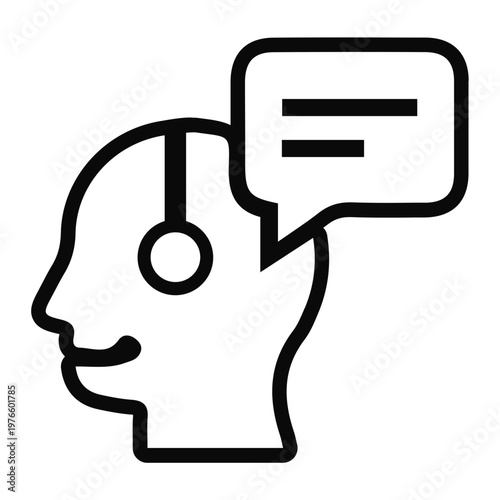 Communication headset icon representing customer support, a call center operator, or a virtual assistant providing assistance and service