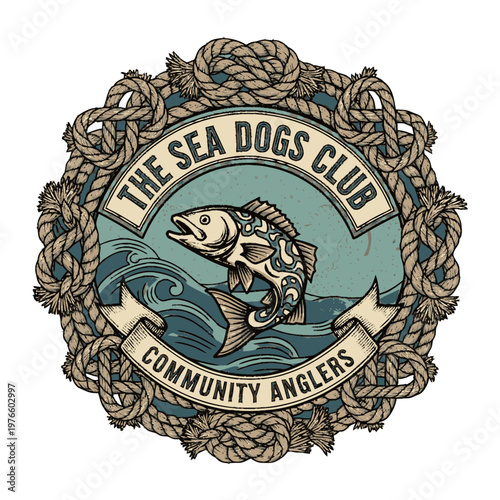 Sea Dogs Club Community Anglers Fish Emblem.