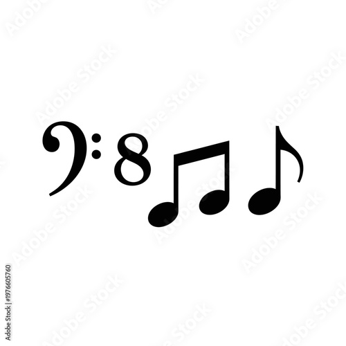 Bass Clef with 9/8 Time Signature and Musical Notes