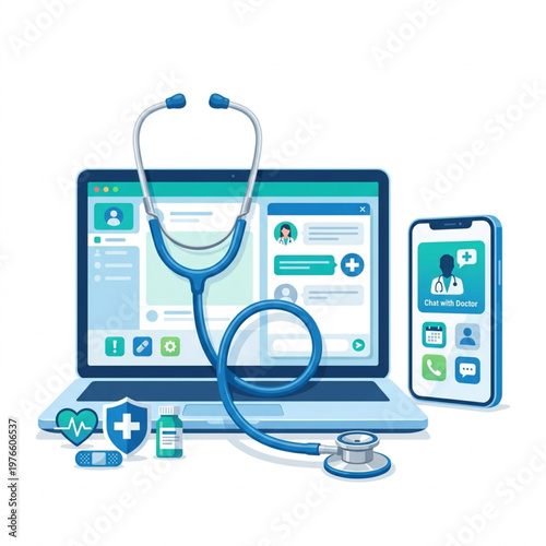 Telemedicine Concept Illustration - Flat Design 2.0