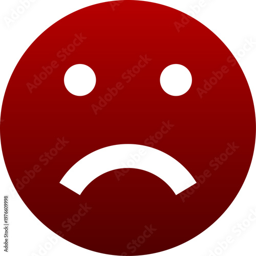 Red upset face icon for bad mood negative feedback and sorrow feeling