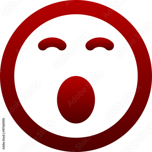 Red sleepy face icon for tired yawn and night dream emotion