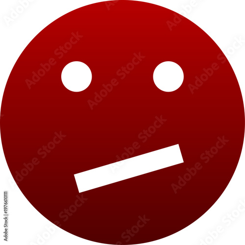 Red puzzled face icon for thinking doubt and confused emotion