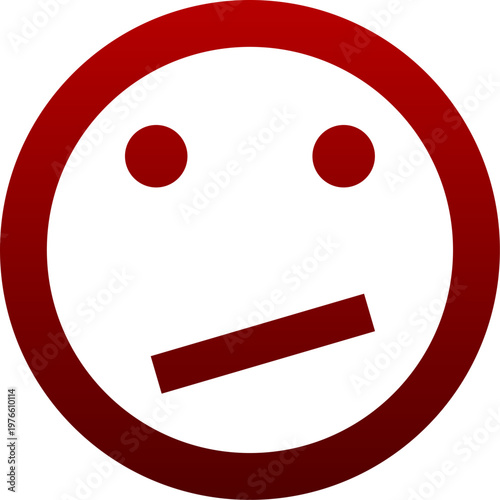 Red wondering face icon for doubt thinking and puzzled emotion