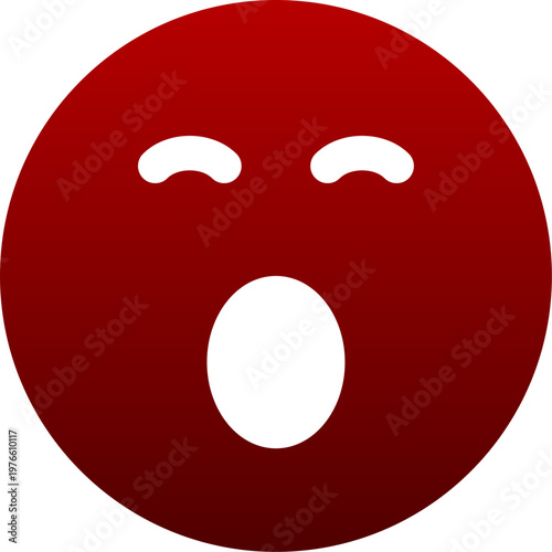 Red yawning face icon for exhausted tired and night dream emotion