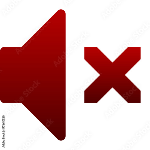 Red mute icon for speaker off status silent mode and audio sound off