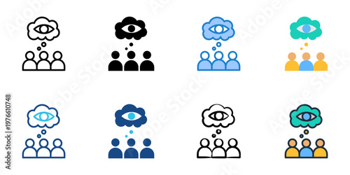 Stereotype icons set multiple style collection. Editable stroke 
