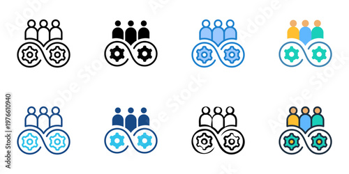 Group dynamics icons set multiple style collection. Editable stroke 
