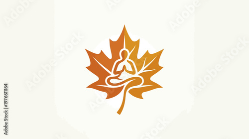 Yoga Pose Icon on Golden Maple Leaf