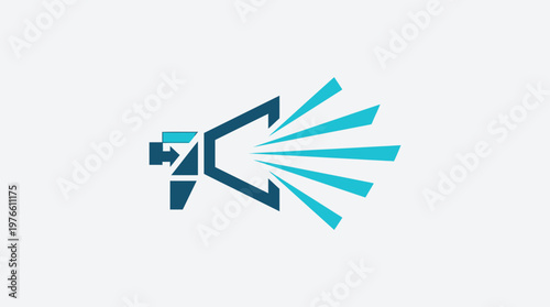 Abstract Megaphone With Sound Waves Logo