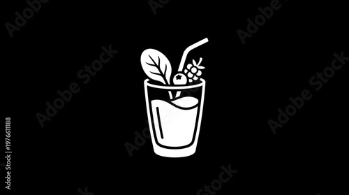 Healthy Smoothie Icon On Black Background
