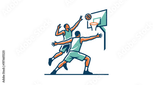 Basketball Players in Action A Slam Dunk Attempt