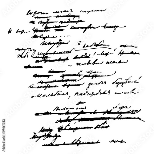 Grunge texture handwritte notes on a white background
