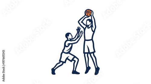 Basketball Player Shooting Over Defender