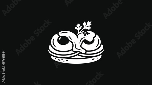 Minimalist Pancake Stack Logo on Black Background